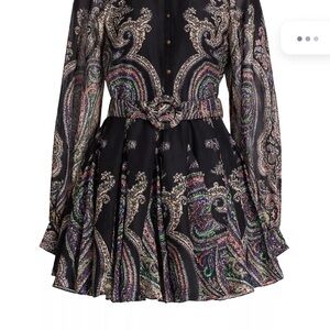 HEMANT & NANDITA Linen Black Multicolor Paisley Dress